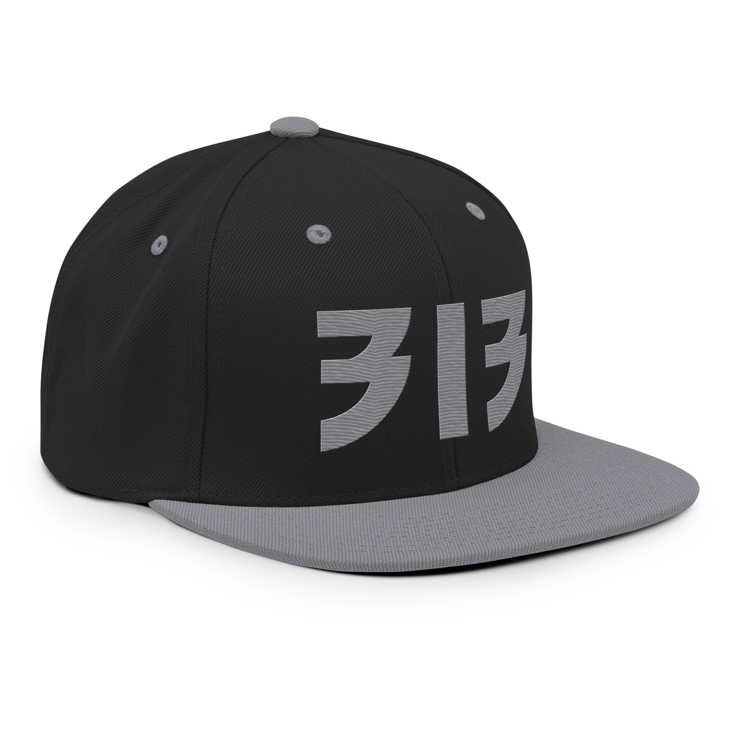 Detroit '313' Vintage Snapback (Glam Rock Font) | Silver