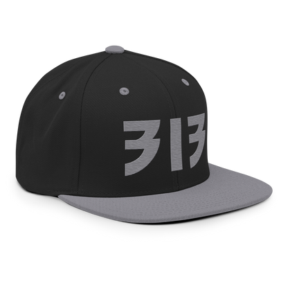 Detroit '313' Vintage Snapback (Glam Rock Font) | Silver