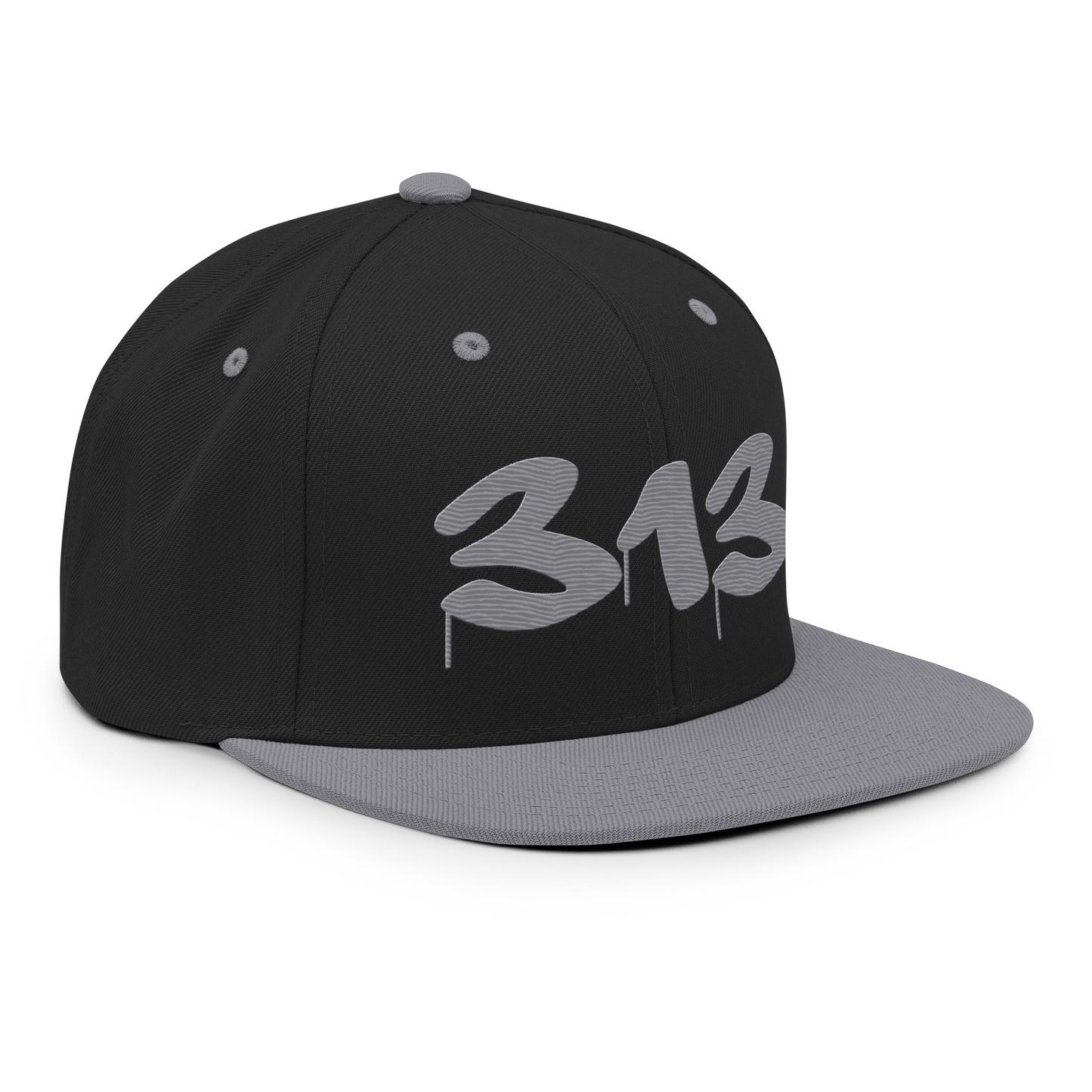 Detroit '313' Vintage Snapback (Tag Font) | Silver