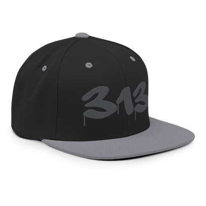 Detroit '313' Vintage Snapback (Tag Font) | Iron Ore Grey