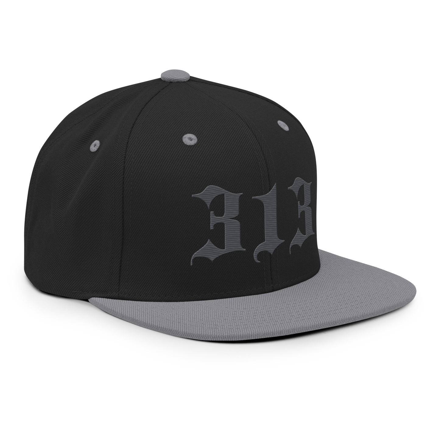 Detroit '313' Vintage Snapback (Old English Font) | Iron Ore Grey