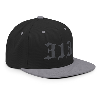 Detroit '313' Vintage Snapback (Old English Font) | Iron Ore Grey