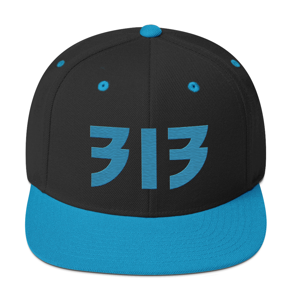 Detroit '313' Vintage Snapback (Glam Rock Font) | Teal