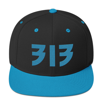 Detroit '313' Vintage Snapback (Glam Rock Font) | Teal