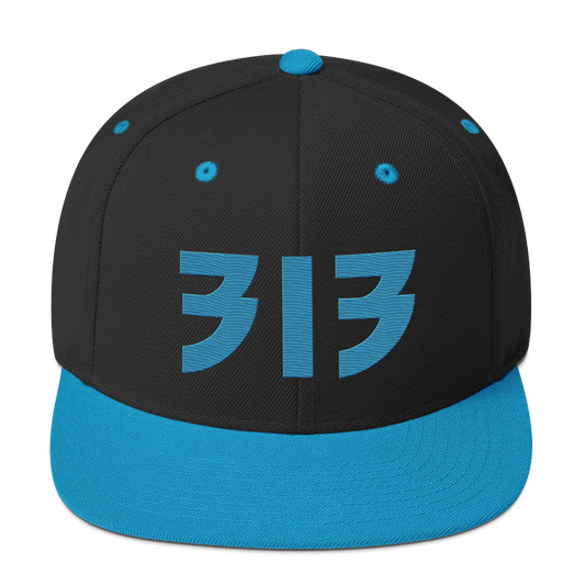 Detroit '313' Vintage Snapback (Glam Rock Font) | Teal