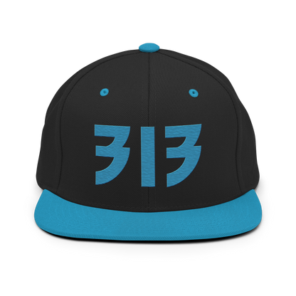 Detroit '313' Vintage Snapback (Glam Rock Font) | Teal