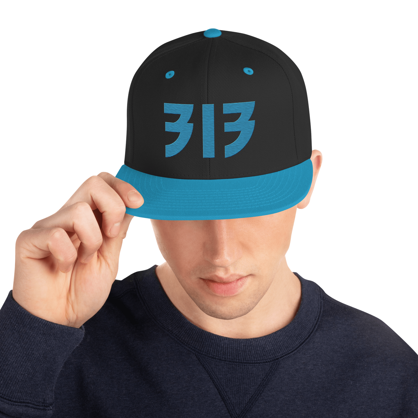 Detroit '313' Vintage Snapback (Glam Rock Font) | Teal