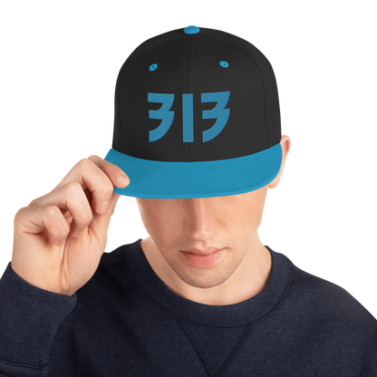 Detroit '313' Vintage Snapback (Glam Rock Font) | Teal