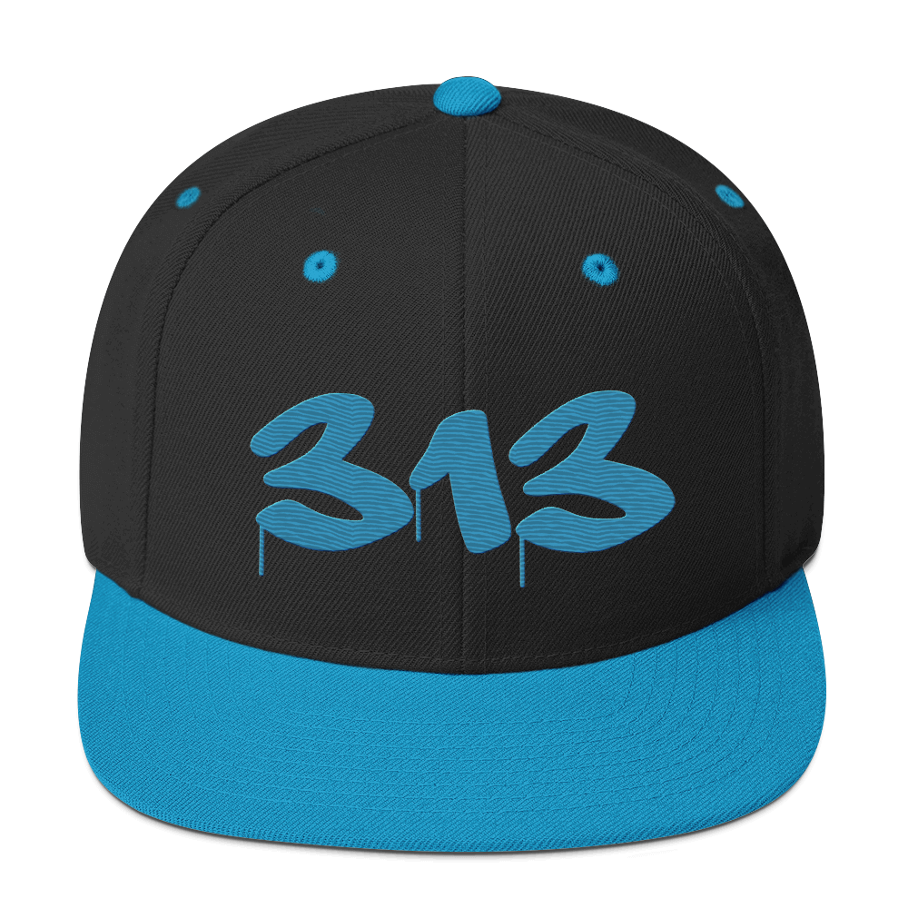 Detroit '313' Vintage Snapback (Tag Font) | Teal