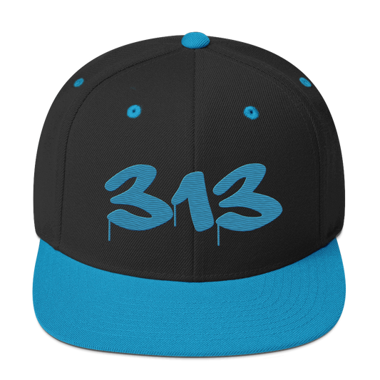 Detroit '313' Vintage Snapback (Tag Font) | Teal