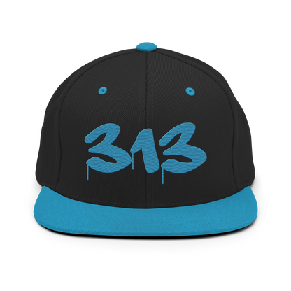 Detroit '313' Vintage Snapback (Tag Font) | Teal