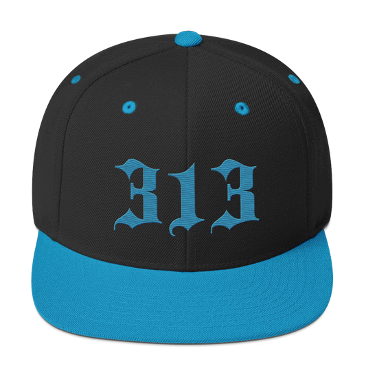 Detroit '313' Vintage Snapback (Old English Font) | Teal