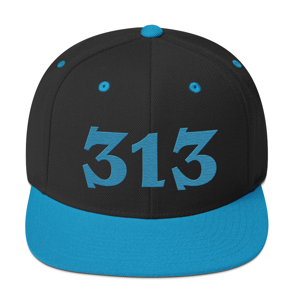 Detroit '313' Vintage Snapback (Angry Font) | Teal