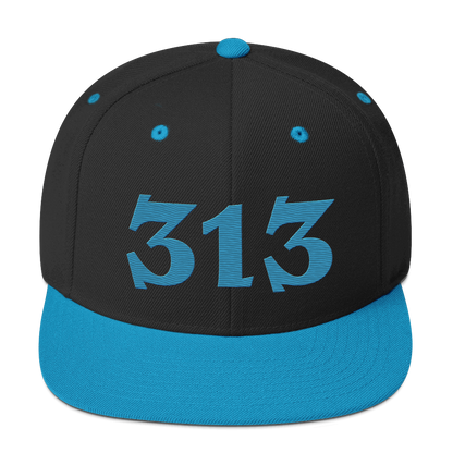 Detroit '313' Vintage Snapback (Angry Font) | Teal