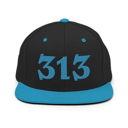 Detroit '313' Vintage Snapback (Angry Font) | Teal