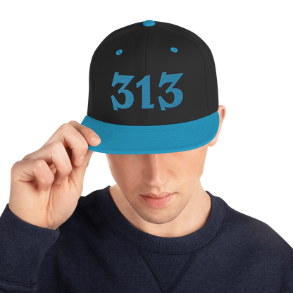 Detroit '313' Vintage Snapback (Angry Font) | Teal