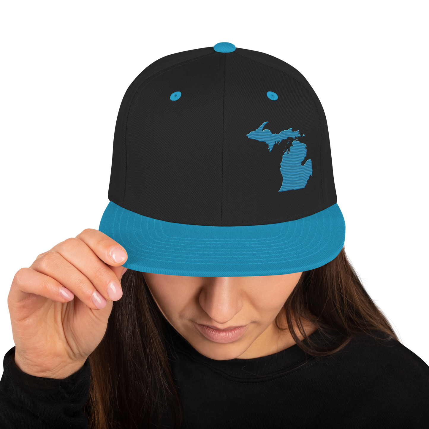 Michigan Vintage Snapback | Teal Outline