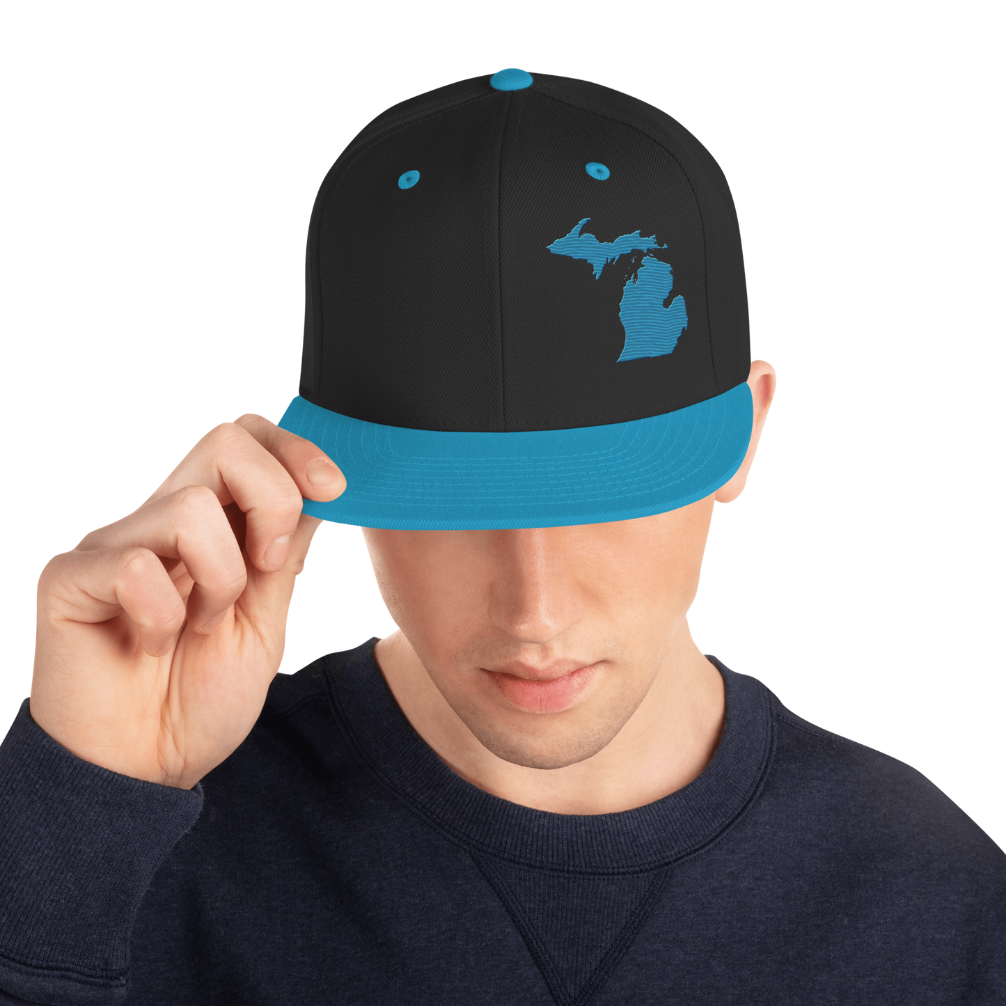 Michigan Vintage Snapback | Teal Outline