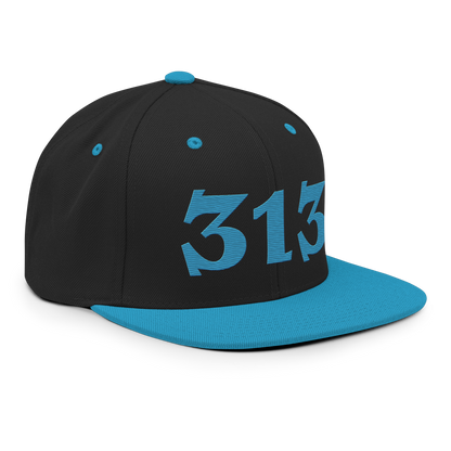 Detroit '313' Vintage Snapback (Angry Font) | Teal