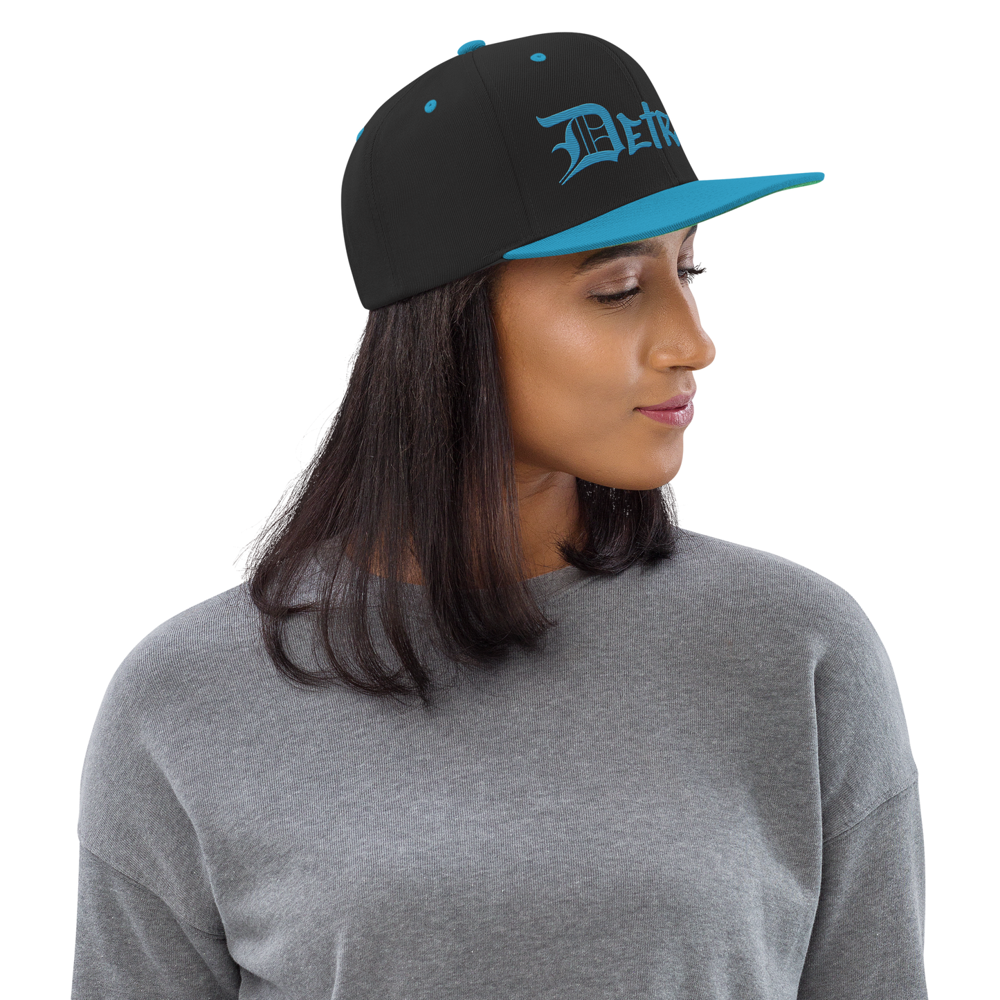 'Detroit' Vintage Snapback (OED Tag Font) | Teal