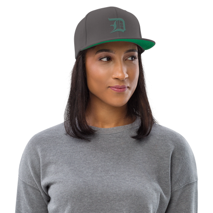 Detroit 'Old English D' Vintage Snapback (Copper Green)