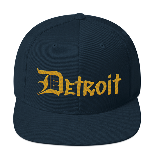 'Detroit' Vintage Snapback (OED Tag Font) | Gold