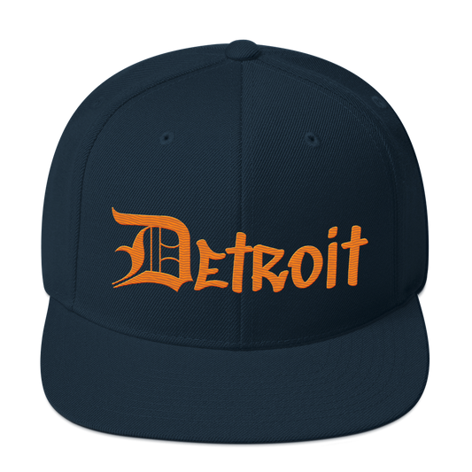 'Detroit' Vintage Snapback (OED Tag Font) | Orange