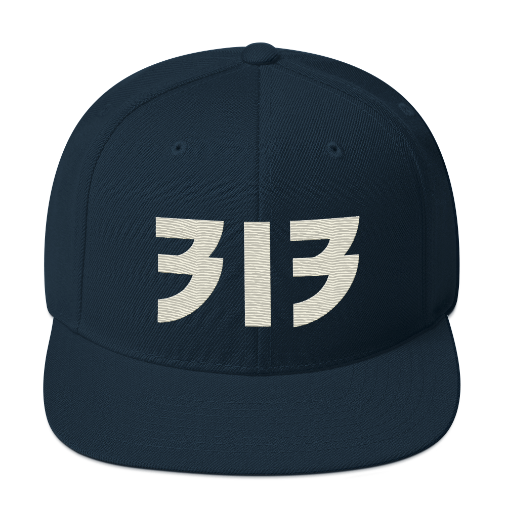 Detroit '313' Vintage Snapback (Glam Rock Font) | Ivory White