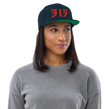 Detroit '313' Vintage Snapback (Glam Rock Font) | Aliform Red