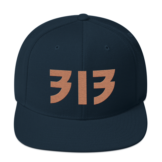 Detroit '313' Vintage Snapback (Glam Rock Font) | Copper