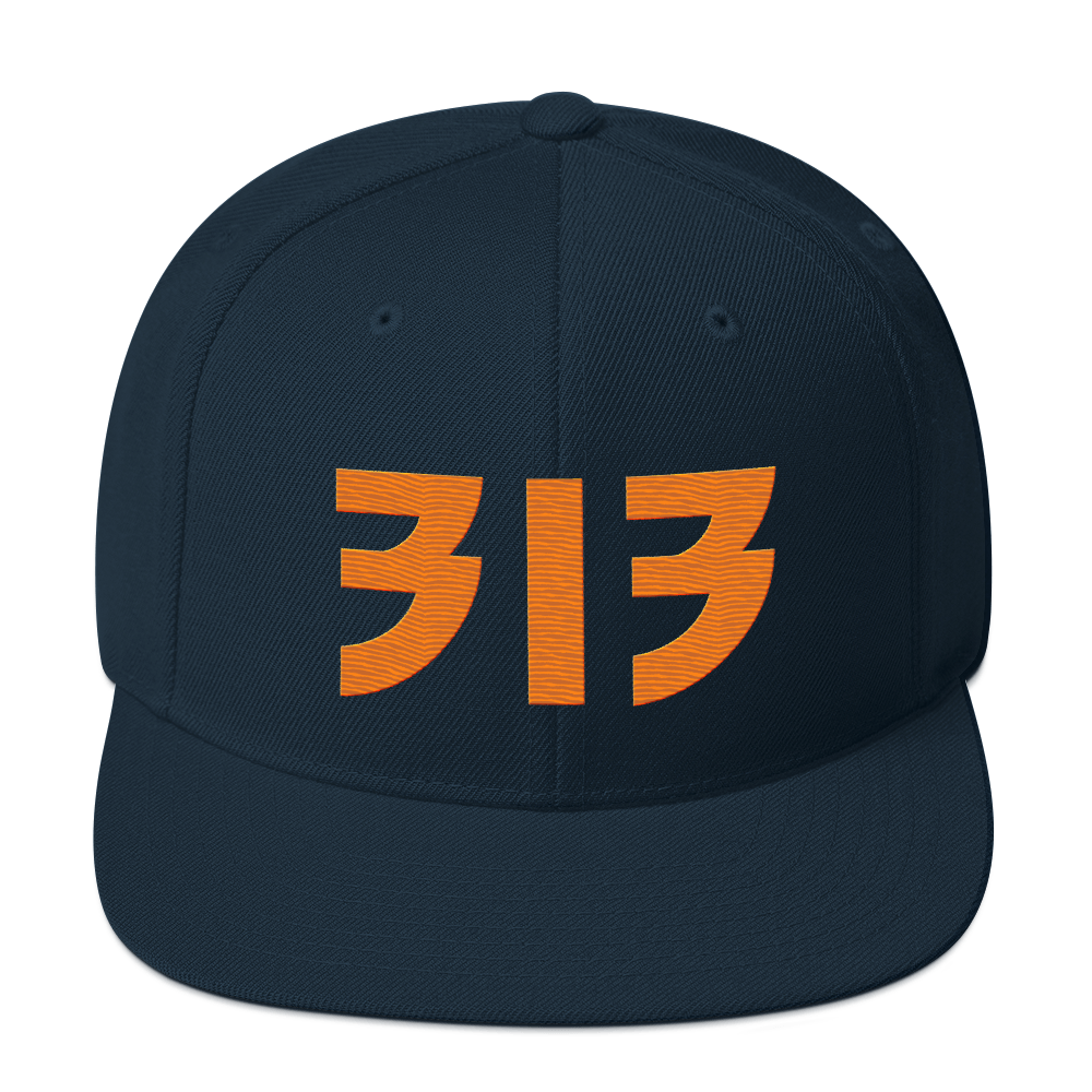 Detroit '313' Vintage Snapback (Glam Rock Font) | Orange