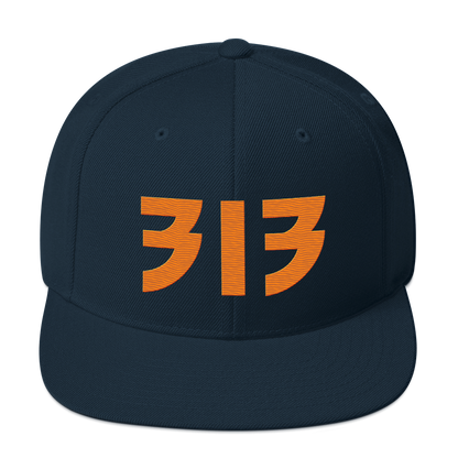 Detroit '313' Vintage Snapback (Glam Rock Font) | Orange