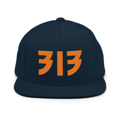 Detroit '313' Vintage Snapback (Glam Rock Font) | Orange