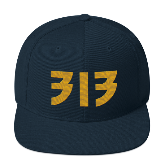 Detroit '313' Vintage Snapback (Glam Rock Font) | Gold