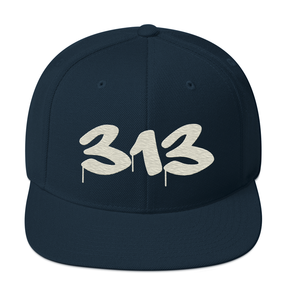 Detroit '313' Vintage Snapback (Tag Font) | Ivory White