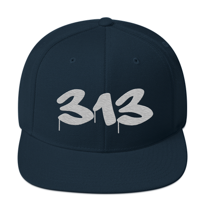 Detroit '313' Vintage Snapback (Tag Font) | Platinum