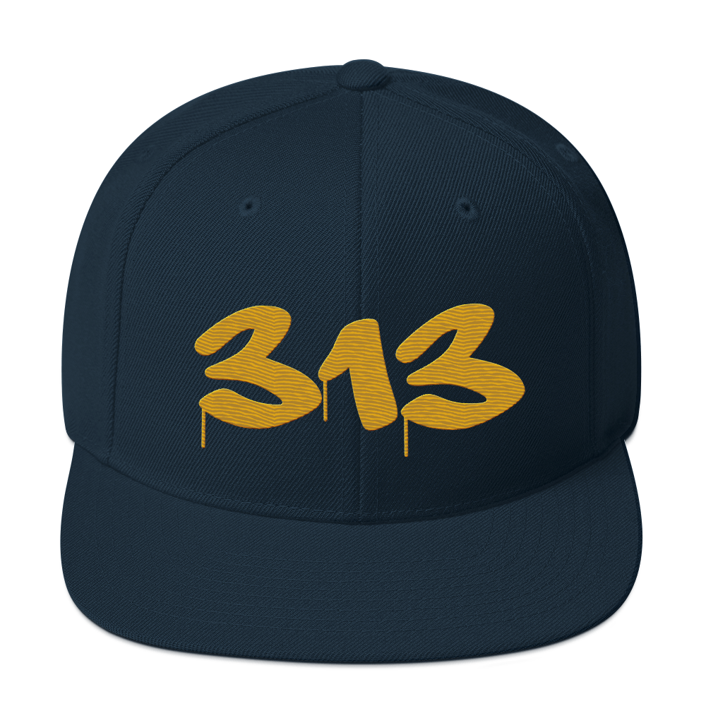 Detroit '313' Vintage Snapback (Tag Font) | Gold