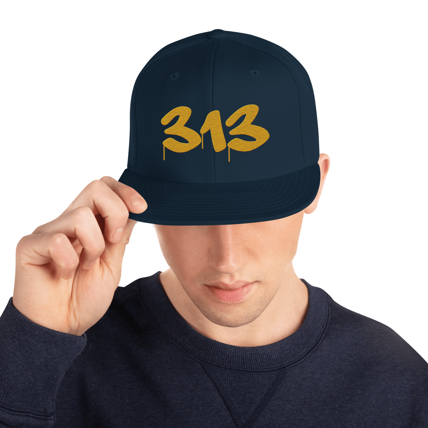 Detroit '313' Vintage Snapback (Tag Font) | Gold