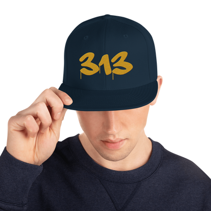 Detroit '313' Vintage Snapback (Tag Font) | Gold