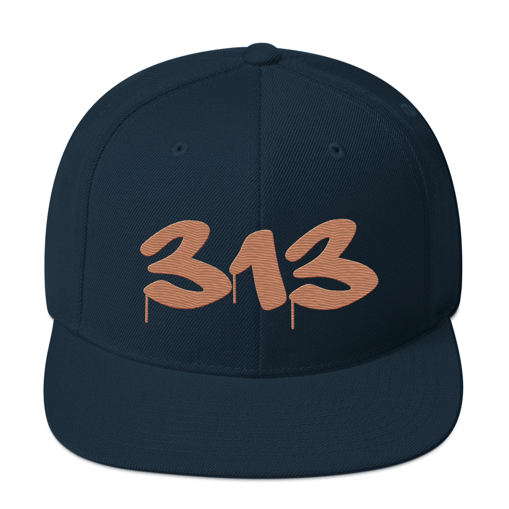 Detroit '313' Vintage Snapback (Tag Font) | Copper