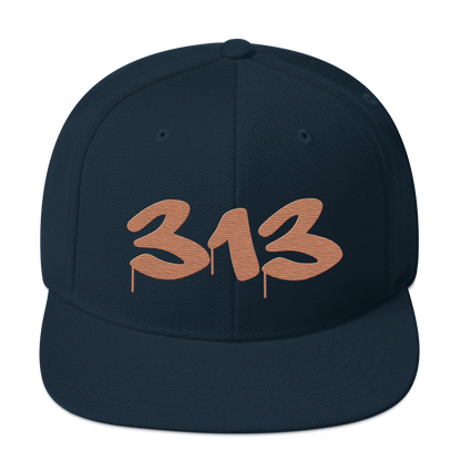 Detroit '313' Vintage Snapback (Tag Font) | Copper