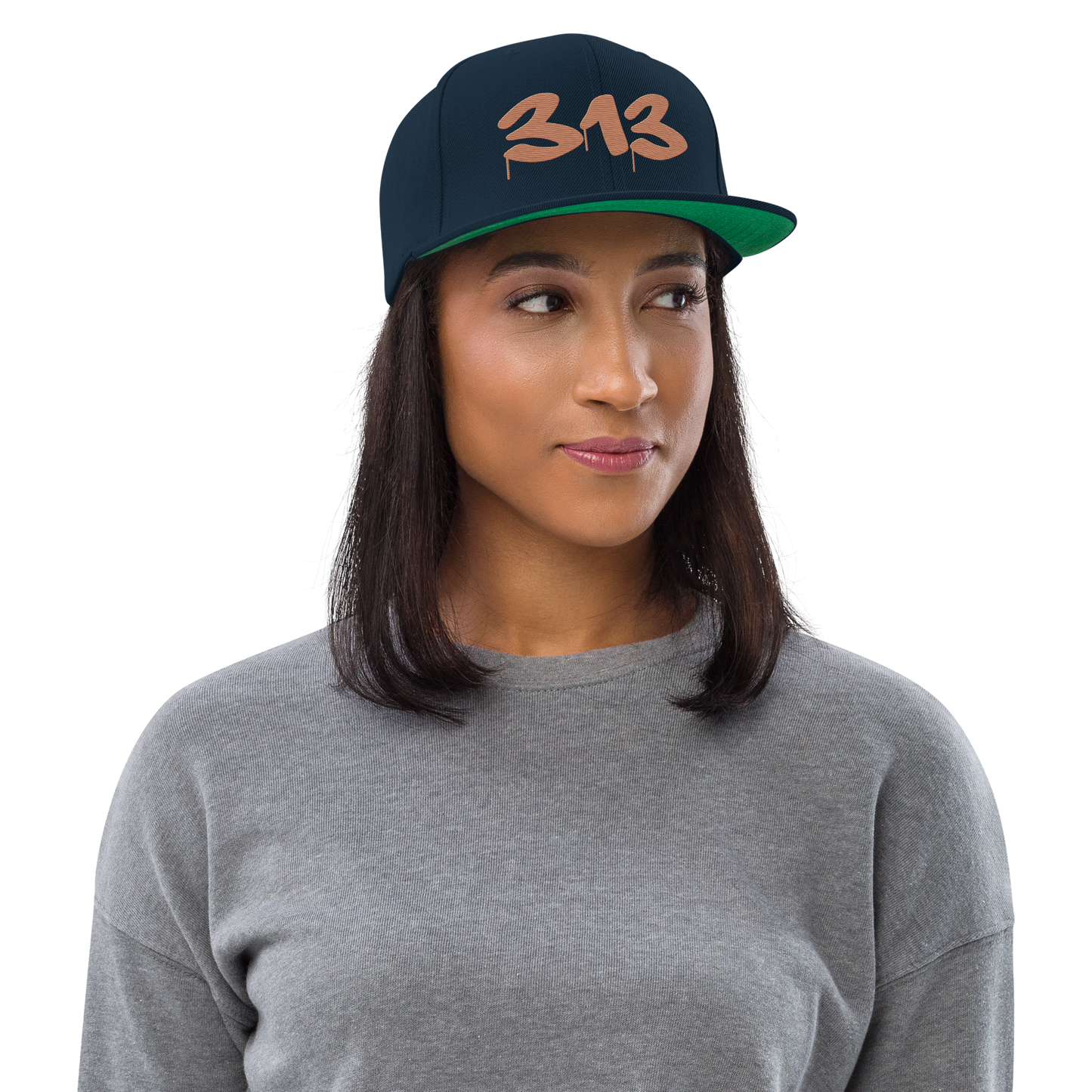 Detroit '313' Vintage Snapback (Tag Font) | Copper