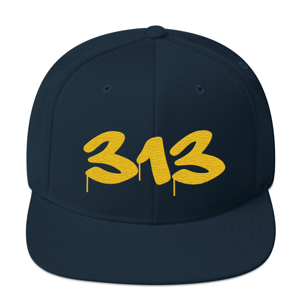 Detroit '313' Vintage Snapback (Tag Font) | Maize