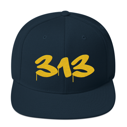 Detroit '313' Vintage Snapback (Tag Font) | Maize