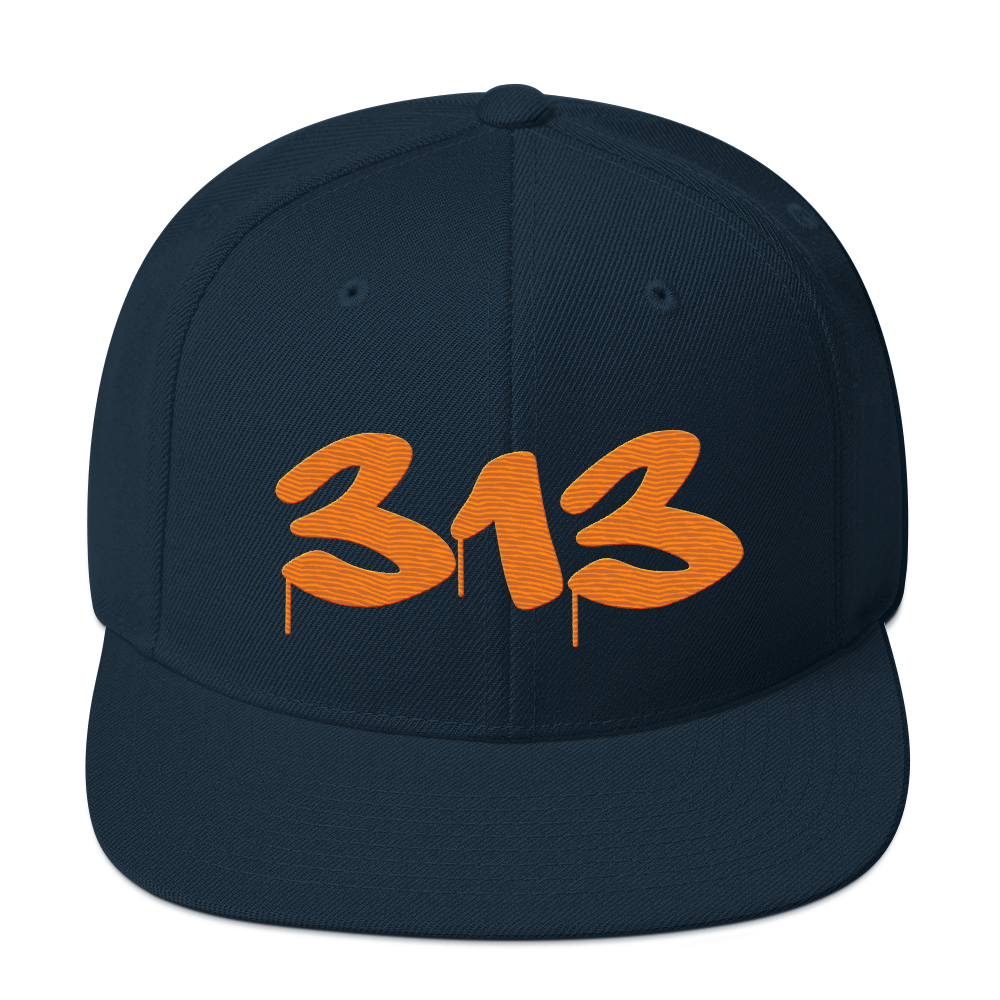 Detroit '313' Vintage Snapback (Tag Font) | Orange