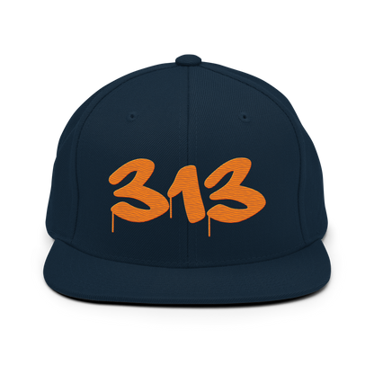 Detroit '313' Vintage Snapback (Tag Font) | Orange