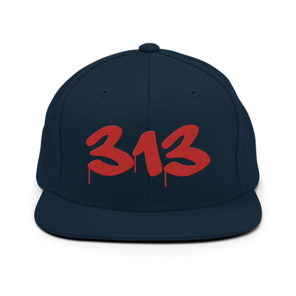 Detroit '313' Vintage Snapback (Tag Font) | Aliform Red