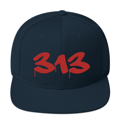 Detroit '313' Vintage Snapback (Tag Font) | Aliform Red