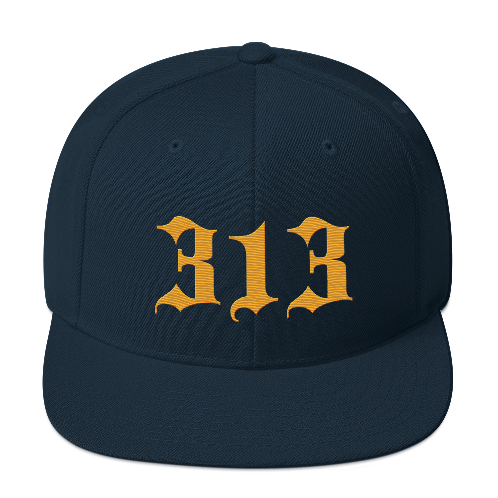 Detroit '313' Vintage Snapback (Old English Font) | Gold