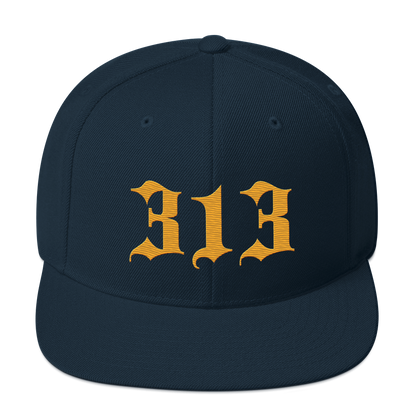 Detroit '313' Vintage Snapback (Old English Font) | Gold